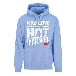 Mad Love For My Mom Gift I Heart My Mother I Love Hot Moms Gift Unisex Surf Hoodie