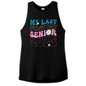 My Last First Day Senior 2025 Daisy Back To School Ladies PosiCharge Tri-Blend Wicking Tank