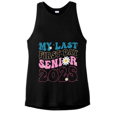 My Last First Day Senior 2025 Daisy Back To School Ladies PosiCharge Tri-Blend Wicking Tank
