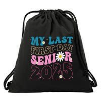 My Last First Day Senior 2025 Daisy Back To School Drawstring Bag