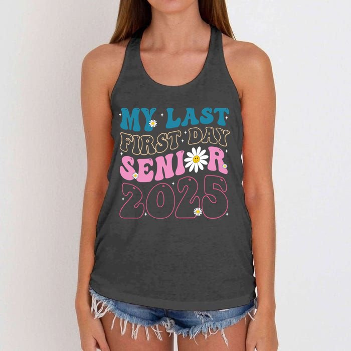 My Last First Day Senior 2025 Daisy Back To School Women's Knotted Racerback Tank