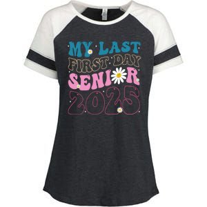 My Last First Day Senior 2025 Daisy Back To School Enza Ladies Jersey Colorblock Tee