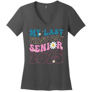 My Last First Day Senior 2025 Daisy Back To School Women's V-Neck T-Shirt