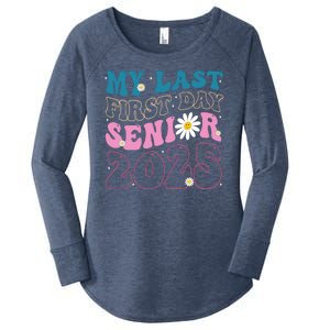 My Last First Day Senior 2025 Daisy Back To School Women's Perfect Tri Tunic Long Sleeve Shirt