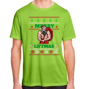 Merry Liftmas Funny Lifting Weights Jacked Santa Claus Ugly Christmas Adult ChromaSoft Performance T-Shirt