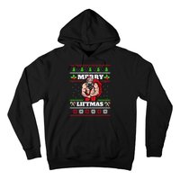 Merry Liftmas Funny Lifting Weights Jacked Santa Claus Ugly Christmas Hoodie