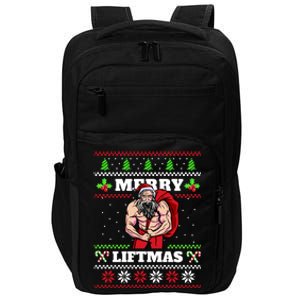 Merry Liftmas Funny Lifting Weights Jacked Santa Claus Ugly Christmas Impact Tech Backpack