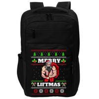 Merry Liftmas Funny Lifting Weights Jacked Santa Claus Ugly Christmas Impact Tech Backpack