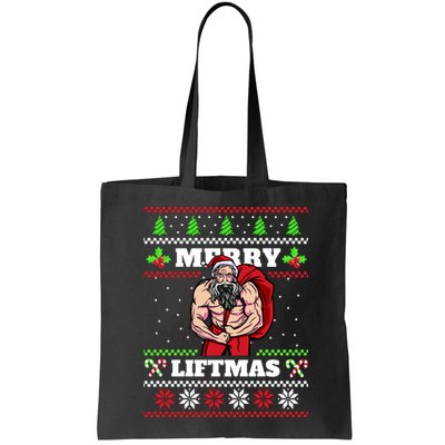 Merry Liftmas Funny Lifting Weights Jacked Santa Claus Ugly Christmas Bag