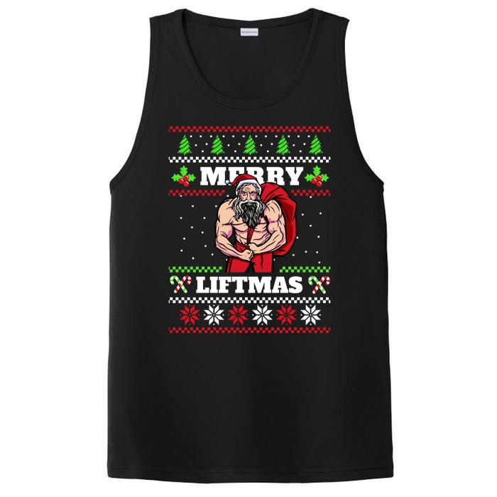 Merry Liftmas Funny Lifting Weights Jacked Santa Claus Ugly Christmas PosiCharge Competitor Tank