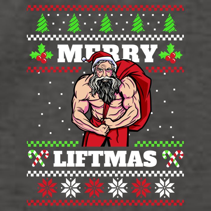 Merry Liftmas Funny Lifting Weights Jacked Santa Claus Ugly Christmas Vector Backpack
