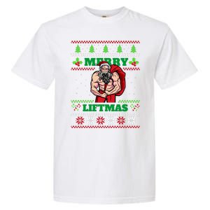 Merry Liftmas Funny Lifting Weights Jacked Santa Claus Ugly Christmas Garment-Dyed Heavyweight T-Shirt