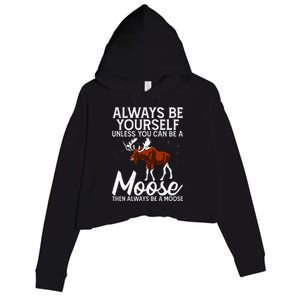 Moose Lover Funny Saying Moose Crop Fleece Hoodie