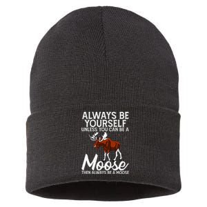 Moose Lover Funny Saying Moose Sustainable Knit Beanie