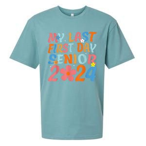 My Last First Day Senior Back to School 2024 Class Of 2024 Sueded Cloud Jersey T-Shirt