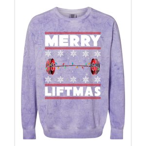 Merry Liftmas Funny Christmas Gym Workout Fitness Gift Colorblast Crewneck Sweatshirt