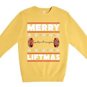 Merry Liftmas Funny Christmas Gym Workout Fitness Gift Premium Crewneck Sweatshirt