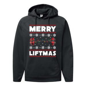 Merry Liftmas Funny Christmas Gym Workout Fitness Gift Performance Fleece Hoodie