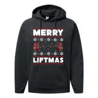 Merry Liftmas Funny Christmas Gym Workout Fitness Gift Performance Fleece Hoodie