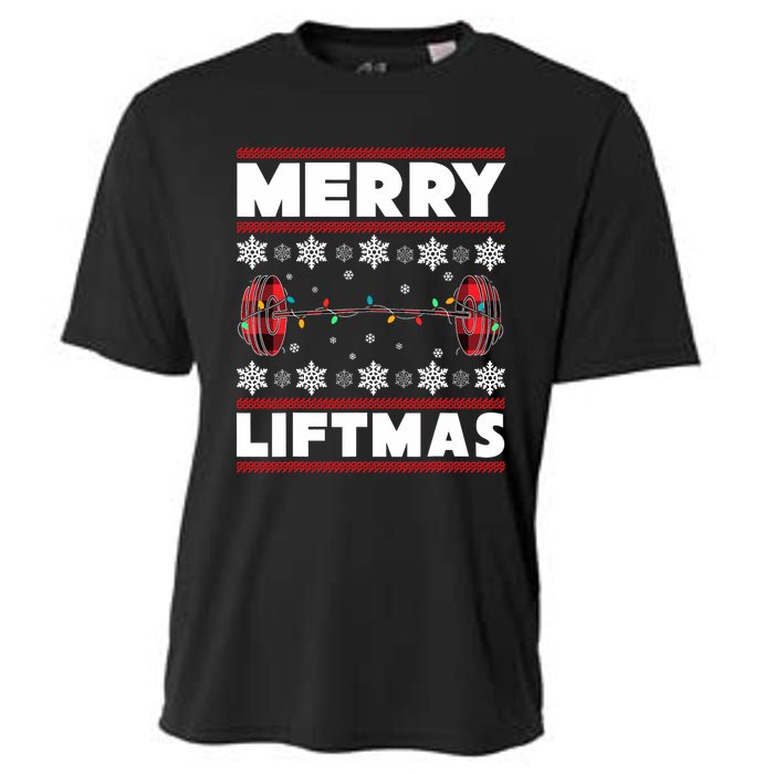 Merry Liftmas Funny Christmas Gym Workout Fitness Gift Cooling Performance Crew T-Shirt