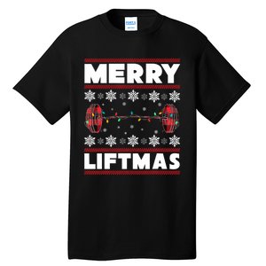 Merry Liftmas Funny Christmas Gym Workout Fitness Gift Tall T-Shirt