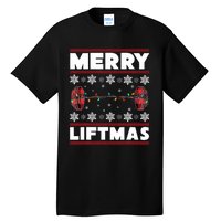 Merry Liftmas Funny Christmas Gym Workout Fitness Gift Tall T-Shirt