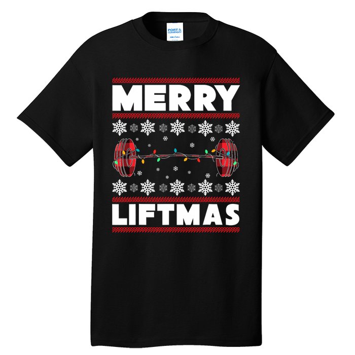 Merry Liftmas Funny Christmas Gym Workout Fitness Gift Tall T-Shirt