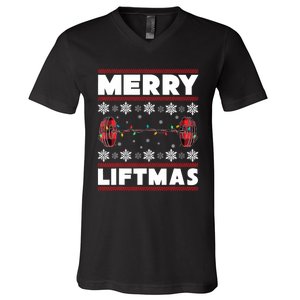 Merry Liftmas Funny Christmas Gym Workout Fitness Gift V-Neck T-Shirt