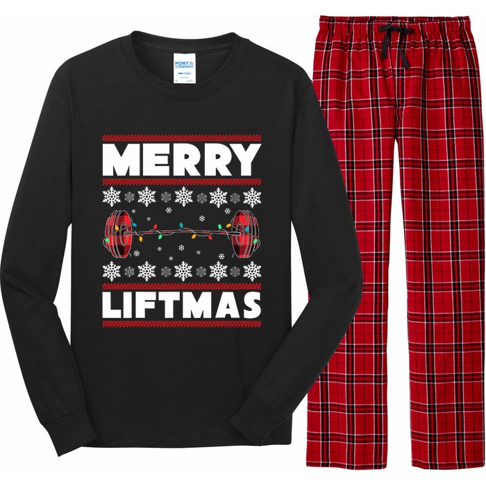 Merry Liftmas Funny Christmas Gym Workout Fitness Gift Long Sleeve Pajama Set