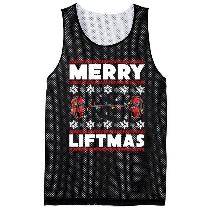 Merry Liftmas Funny Christmas Gym Workout Fitness Gift Mesh Reversible Basketball Jersey Tank