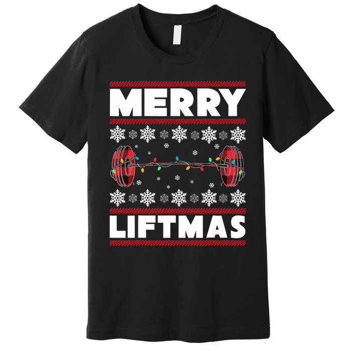 Merry Liftmas Funny Christmas Gym Workout Fitness Gift Premium T-Shirt