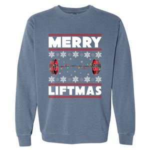 Merry Liftmas Funny Christmas Gym Workout Fitness Gift Garment-Dyed Sweatshirt