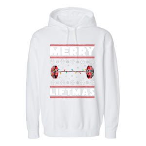 Merry Liftmas Funny Christmas Gym Workout Fitness Gift Garment-Dyed Fleece Hoodie