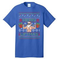 Merry Liftmas Fitness Xmas Santa Ugly Christmas Bodybuilder Gift Tall T-Shirt