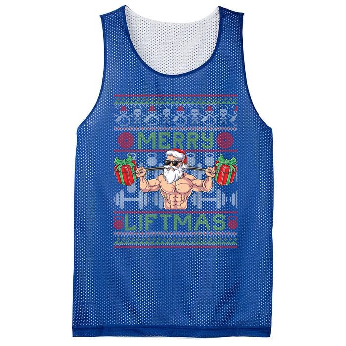 Merry Liftmas Fitness Xmas Santa Ugly Christmas Bodybuilder Gift Mesh Reversible Basketball Jersey Tank