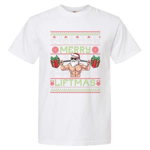 Merry Liftmas Fitness Xmas Santa Ugly Christmas Bodybuilder Gift Garment-Dyed Heavyweight T-Shirt