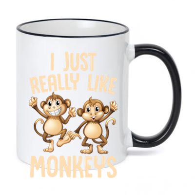 Monkey Lover Funny Gorilla I Just Really Like Monkeys Gift 11oz Black Color Changing Mug