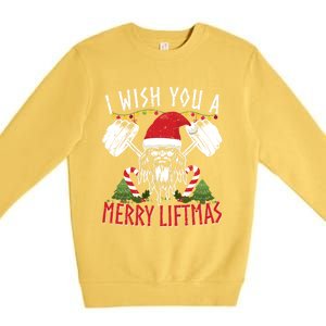 Merry Liftmas Funny Lifting Xmas Santa Funny Gift Premium Crewneck Sweatshirt