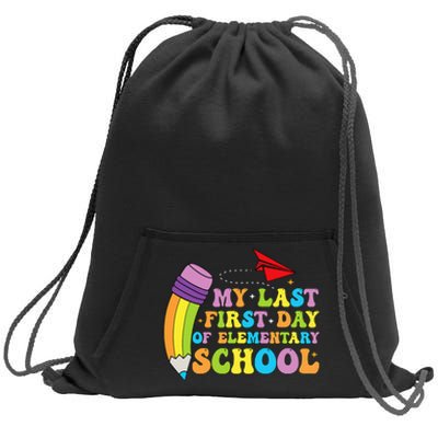 My Last First Day Of Elementary School Back To School Sweatshirt Cinch Pack Bag