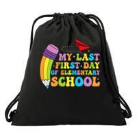 My Last First Day Of Elementary School Back To School Drawstring Bag