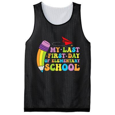 My Last First Day Of Elementary School Back To School Mesh Reversible Basketball Jersey Tank