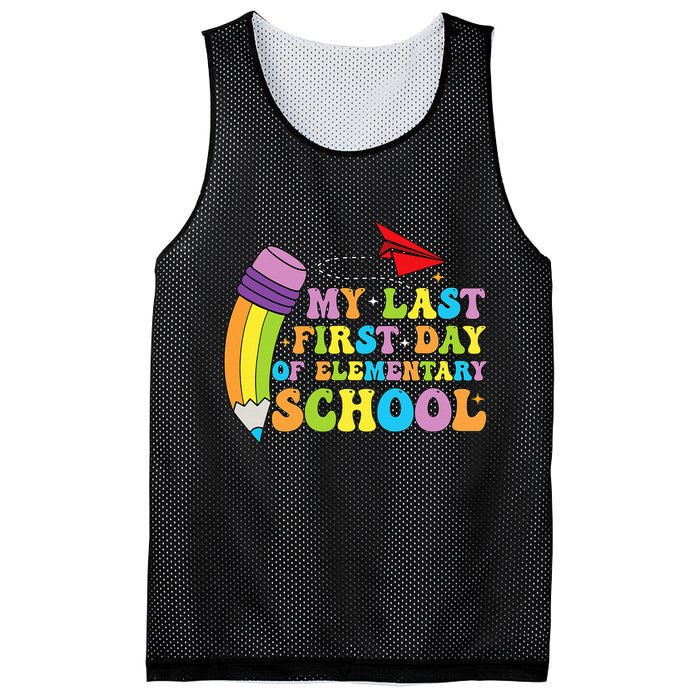 My Last First Day Of Elementary School Back To School Mesh Reversible Basketball Jersey Tank