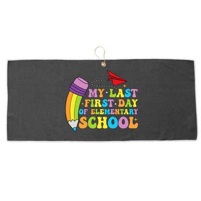 My Last First Day Of Elementary School Back To School Large Microfiber Waffle Golf Towel