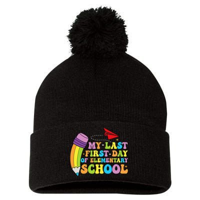 My Last First Day Of Elementary School Back To School Pom Pom 12in Knit Beanie