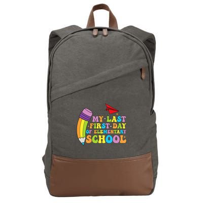 My Last First Day Of Elementary School Back To School Cotton Canvas Backpack