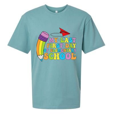 My Last First Day Of Elementary School Back To School Sueded Cloud Jersey T-Shirt