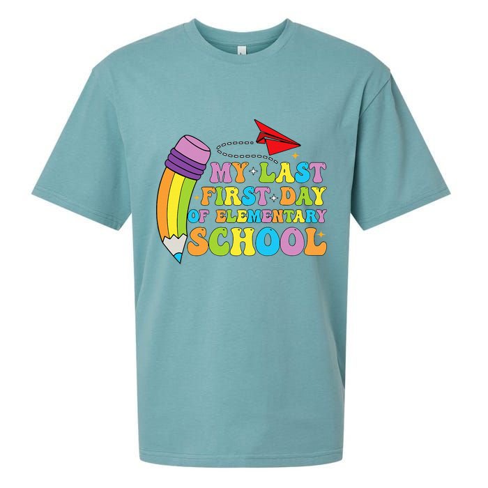 My Last First Day Of Elementary School Back To School Sueded Cloud Jersey T-Shirt