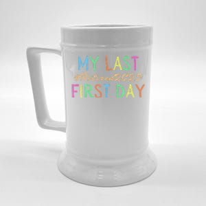 My Last First Day Of School Retired Teacher 2025 Retirement Beer Stein