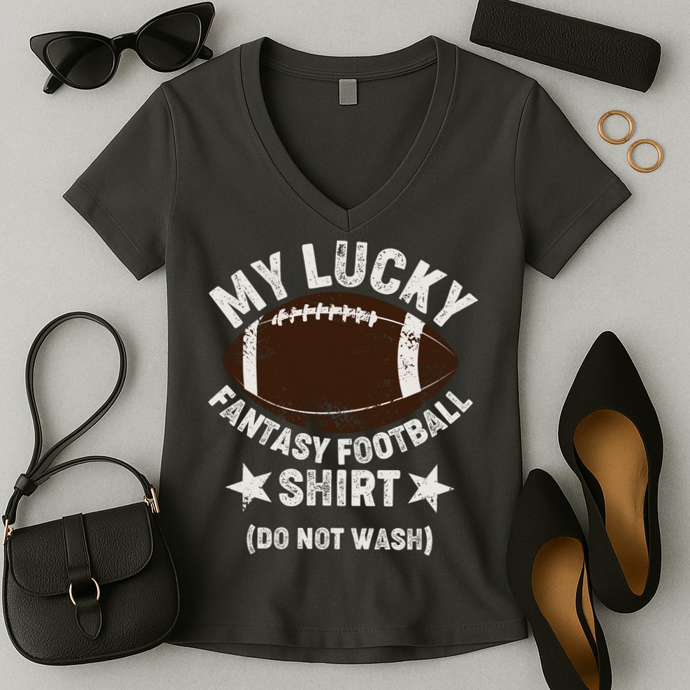 My Lucky Fantasy Football Shirt Do Not Wash Women's V-Neck T-Shirt