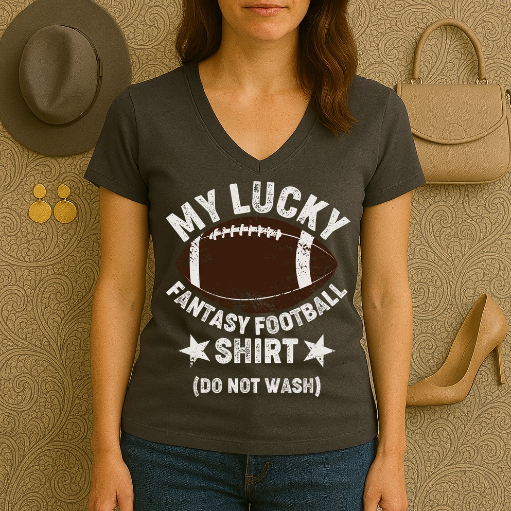 My Lucky Fantasy Football Shirt Do Not Wash Women's V-Neck T-Shirt